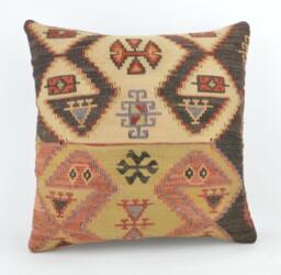 Kilim Pillow, Wool Kilim Pillow From Sarkoy 50x50 cm, 20x20 - thumbnail 1
