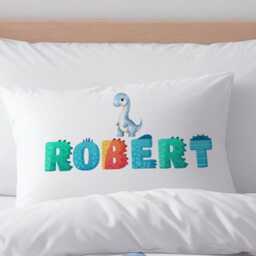 Colourful Dino Duvet Cover Pillow Set Personalised Kids Unisex Nursery Bedding - thumbnail 2