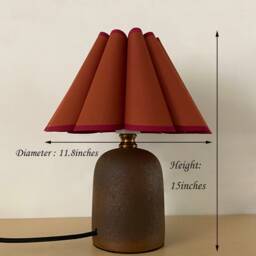Handmade Brown Ceramic Table Lamp With Fabric Shade-54# - thumbnail 2