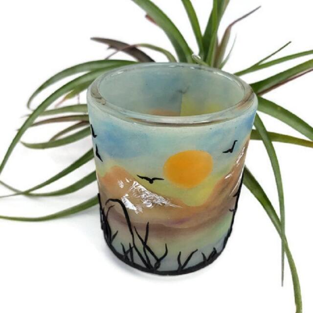 Decorative Candleholder, Tealight Holder, Polymer Clay Decor, Votive Mountain Small Art Candleholder - image 1