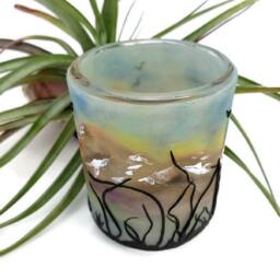 Decorative Candleholder, Tealight Holder, Polymer Clay Decor, Votive Mountain Small Art Candleholder - thumbnail 3