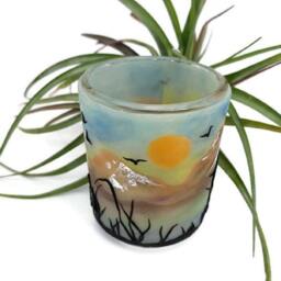 Decorative Candleholder, Tealight Holder, Polymer Clay Decor, Votive Mountain Small Art Candleholder - thumbnail 1