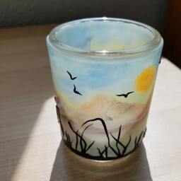 Decorative Candleholder, Tealight Holder, Polymer Clay Decor, Votive Mountain Small Art Candleholder - thumbnail 2