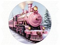 Pink Train Christmas Sign, Wreath Xmas, Wreath, Pink Christmas Xmas - thumbnail 1