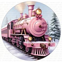 Pink Train Christmas Sign, Wreath Xmas, Wreath, Pink Christmas Xmas - thumbnail 2