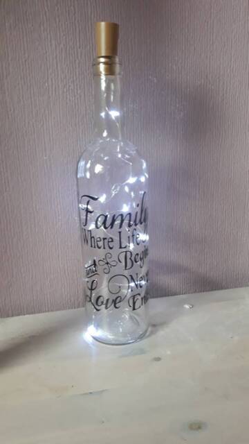 Handcrafted Family Quote Led Bottle Lamp