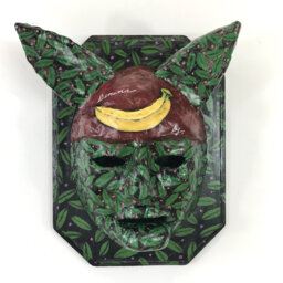 Banana Cat Mask Handmade Paper Clay Wall Hanging - Omen Series - thumbnail 1