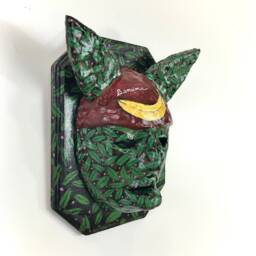 Banana Cat Mask Handmade Paper Clay Wall Hanging - Omen Series - thumbnail 3