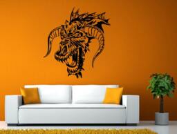 Dragon Horns Head Flying Reptile Animal Wall Or Window Sticker Decal Vinyl Fathead Mural Decor L1942 - thumbnail 1
