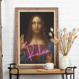 Maximalist Relax Print, Altered Art Salvator Mundi, Framed Prints, Downloadable - thumbnail 2