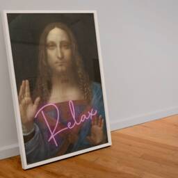 Maximalist Relax Print, Altered Art Salvator Mundi, Framed Prints, Downloadable - thumbnail 3