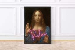 Maximalist Relax Print, Altered Art Salvator Mundi, Framed Prints, Downloadable - thumbnail 1