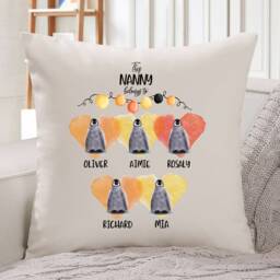 This Nanny Belong To Cushion Cover With Grandchildren Names/Little Penguins Personalised Grandma Christmas Gift Granny, Nana Present - thumbnail 3