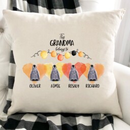This Nanny Belong To Cushion Cover With Grandchildren Names/Little Penguins Personalised Grandma Christmas Gift Granny, Nana Present - thumbnail 2