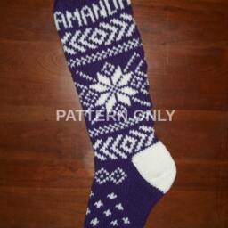 PDF Pattern Only Original Design Snowflake # 2 Christmas Stocking Hand Knitted - thumbnail 2