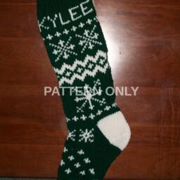 PDF Pattern Only Original Design Snowflake # 2 Christmas Stocking Hand Knitted - thumbnail 4