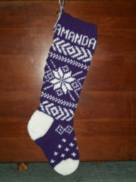 PDF Pattern Only Original Design Snowflake # 2 Christmas Stocking Hand Knitted - thumbnail 1