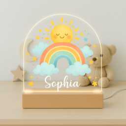 Personalised Led Nursery Lamp, Rainbow Light, Kids Night Light Gift, Baby Girl Boy Bedroom - thumbnail 2