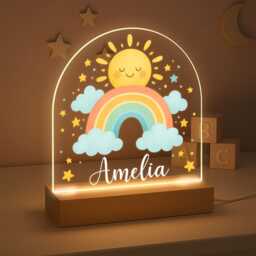 Personalised Led Nursery Lamp, Rainbow Light, Kids Night Light Gift, Baby Girl Boy Bedroom - thumbnail 3