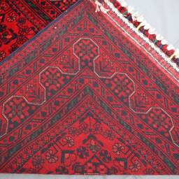 17 Ft Extra Long Runner Rug, Red Afghan Hand Knotted Veg Dyes Wool Oriental Runner, Hallway Turkmen Tribal Bukhara Carpet - thumbnail 4