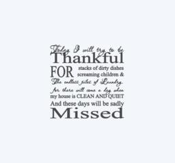 Today I Will Try To Be Thankful For The Stacks Of Dirty Dishes Screaming Children & Endless Piles Laundry. Vinyl Wall Decal - thumbnail 2