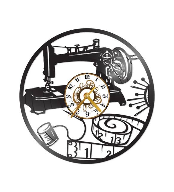 Free Shippingsewing Quilting Seamstress Themed Vinyl Album Record Clock Made in The > Usa  With Shipping - image 1