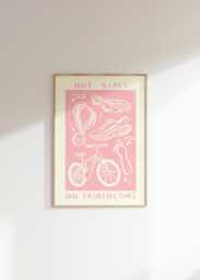 Hot Girls Do Triathlons Wall Print - Sports Illustration Health & Fitness Art Bike Cycling Running Swimming Marathon Runner Gift - thumbnail 1