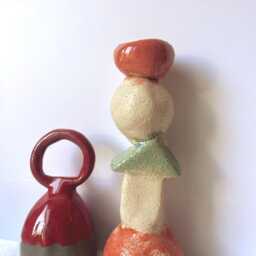 Handmade Colorful Ceramic Taper Candle Holder & Snuffer - Rustic Wabi Sabi Pottery Decor - thumbnail 2