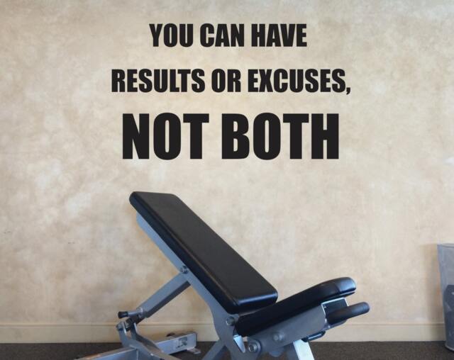 Fitness Studio Wall Decor, Gym Decal, Motivation, Excuses Quote - image 1