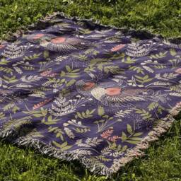 Swans Throw Blanket Animal Blanket, Picnic Woven Purple Tapestry, Couch Bed Blanket - thumbnail 3