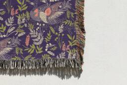 Swans Throw Blanket Animal Blanket, Picnic Woven Purple Tapestry, Couch Bed Blanket - thumbnail 1