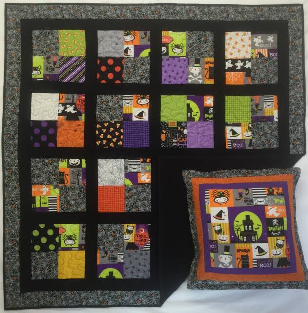 Halloween Lap Quilt Or Wall Hanging With Free Pillow Case 16019 - image 1