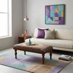 Vintage Ottoman Bench, Coffee Table, Upholstered Kilim Rug Chair, Foot Stool, Pouf - thumbnail 2