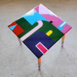 Handmade Colorful Abstract Resin Coffee Tables Boho Wooden Side Table Set - thumbnail 4