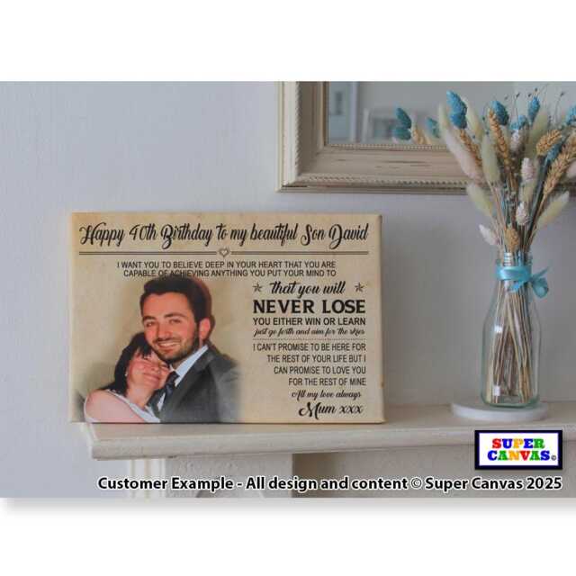 Son Happy Birthday Handmade Custom Word Art Picture Quote Wall Framed Canvas Print Card Gift Present For - image 1