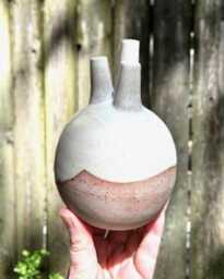 Handmade Multi-stem Vase, 5.75 Inches High, Neutral Decor, Wheel-Thrown Altered Pottery, Ikebana, Tulipiere, Ceramic Sculpture, Centerpiece - thumbnail 2