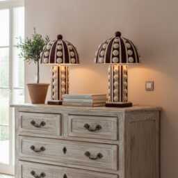 "Large Ceramic Table Lamp, Handmade Mushroom Handcrafted Lamp ""Bubbles" - thumbnail 3
