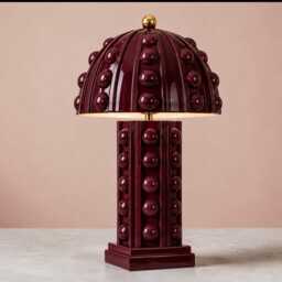 "Large Ceramic Table Lamp, Handmade Mushroom Handcrafted Lamp ""Bubbles" - thumbnail 4