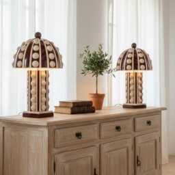 "Large Ceramic Table Lamp, Handmade Mushroom Handcrafted Lamp ""Bubbles" - thumbnail 2