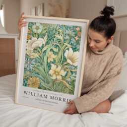 William Morris Print, Art, Exhibition Poster, Botanical Wall Flower Market Peony - thumbnail 2