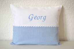 Christening Pillow, Personalized Birth Vichy Christening Checkered Children's Pillow - thumbnail 1