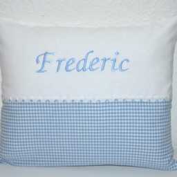 Christening Pillow, Personalized Birth Vichy Christening Checkered Children's Pillow - thumbnail 3