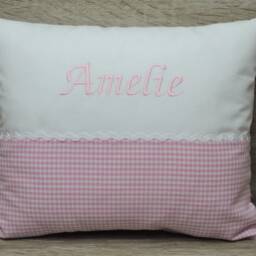Christening Pillow, Personalized Birth Vichy Christening Checkered Children's Pillow - thumbnail 4