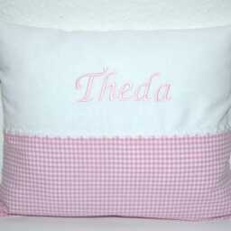 Christening Pillow, Personalized Birth Vichy Christening Checkered Children's Pillow - thumbnail 2