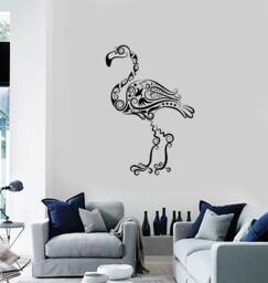 Wall Vinyl Decal Birds Flamingo African Ethnic Ornament Symbol Of Beauty, Balance & Grace Modern Home Decor - #1086Da - thumbnail 1