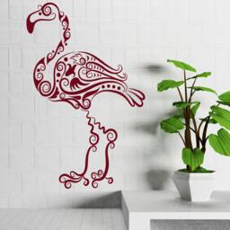 Wall Vinyl Decal Birds Flamingo African Ethnic Ornament Symbol Of Beauty, Balance & Grace Modern Home Decor - #1086Da - thumbnail 2