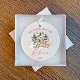 Personalised Baby's First Christmas Decoration, Christmas Ornament Gift, Baby Girl Gift, Keepsake Bauble Gift, Christmas Decoration - thumbnail 2