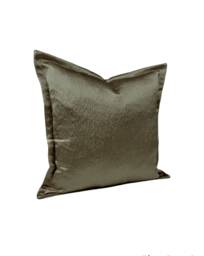 "Olive Green Cushion Covers - Flanged Antique Satin Textured Quantity Discounts 16"", 18"", 22"", & 18"" X 12"", 20"" 14" - thumbnail 1