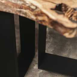 Live Edge Oak Bar Table Custom Solid Wood, Industrial Metal Legs - thumbnail 4