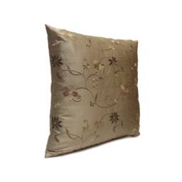 Smoky Tan Pillow, Throw Pillow Cover, Decorative Cushion Pillowcase, Accent Toss Silk Floral Embroidery - thumbnail 2